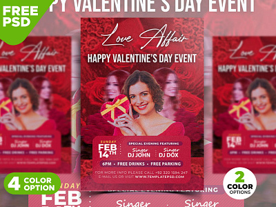 Valentines Day Special Event Party Flyer Template PSD