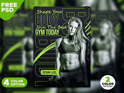 Health Fitness GYM Poster Design template PSD