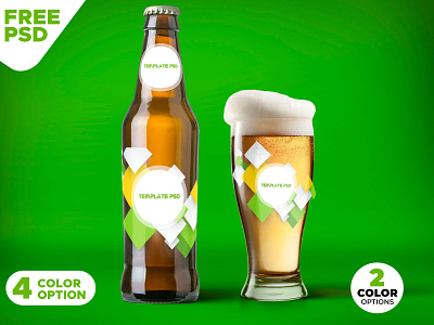 Download Beer Bottle and Glass Mockup PSD