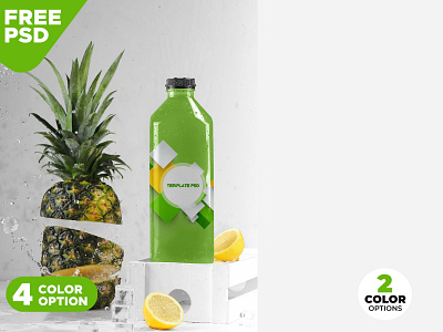 Download Bottle with Ananas Mockup PSD