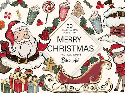 Merry Christmas Clipart Santa Claus Templates holiday graphics