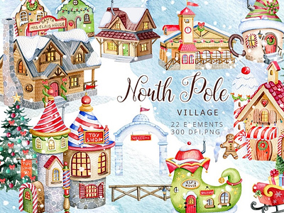 Christmas Houses Clipart Templates