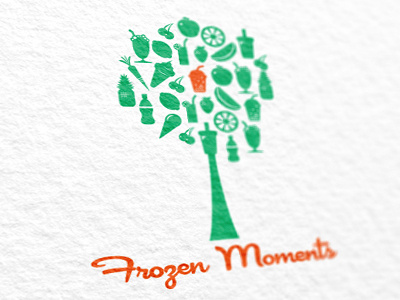 Frozen Moments cafe fresh fruit green ice cream lee logo orange print woodbridge