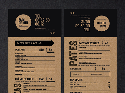 Menu_Faim_de_nuit black delivery food kraft livraison menu night nuit pizza pizzeria