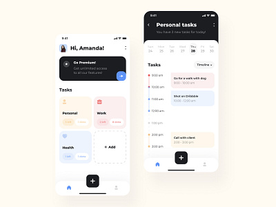 Personal Management App app design ui ux