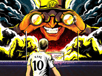 The Yellow Wall dortmund football illustration soccer spurs
