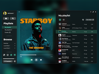 Music Player - Pure Desktop Experience (Dark Mode)