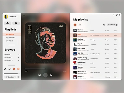 Music Player - Pure Desktop Experience (Light Mode) design desktop app graphic design light mode music player ui ux vector web design