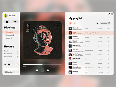 Music Player - Pure Desktop Experience (Light Mode)