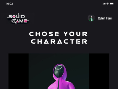 Squid game characters chosing app figma uix