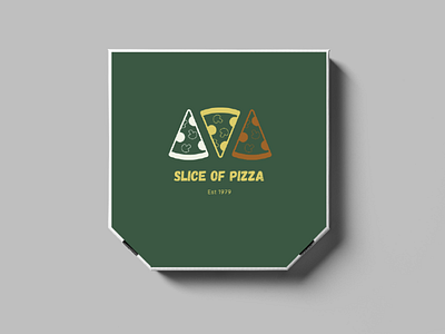 Minimal-style pizza box branding design illustration logo vector