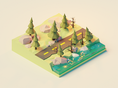 Forest Road 3d blender branding design graphic design illustration motion graphics