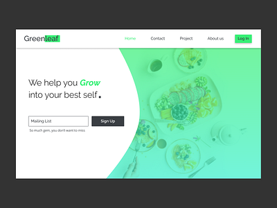 GreenLeaf Landing page design logo ui ux web