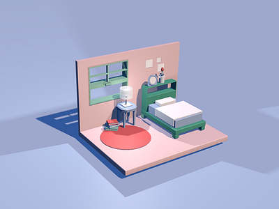 Room 3d c4d graphic lowpoly room