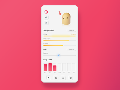 Health Buddy App Concept 3d android app concept design figma ios mobile mockup neumorph neumorphism skeuomorph ui ux