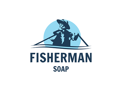 Fisherman Soap Logo branding design e-commerce ecommerce logo negative print print-friendly product design vector