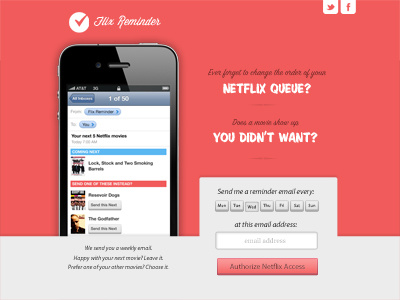 Flix Reminder Landing Page landing