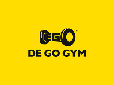DEGO GYM branding dumbbell fitness gym gym logo logo weight yellow