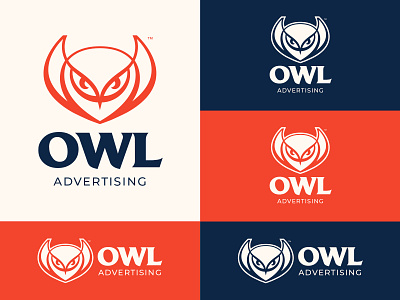 OWL V.2 -3 agency badge blue branding icon identity illustration logo mark orange owl owl logo