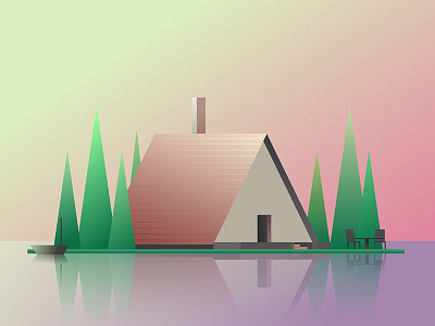 Serenity affinity designer gradients house lake