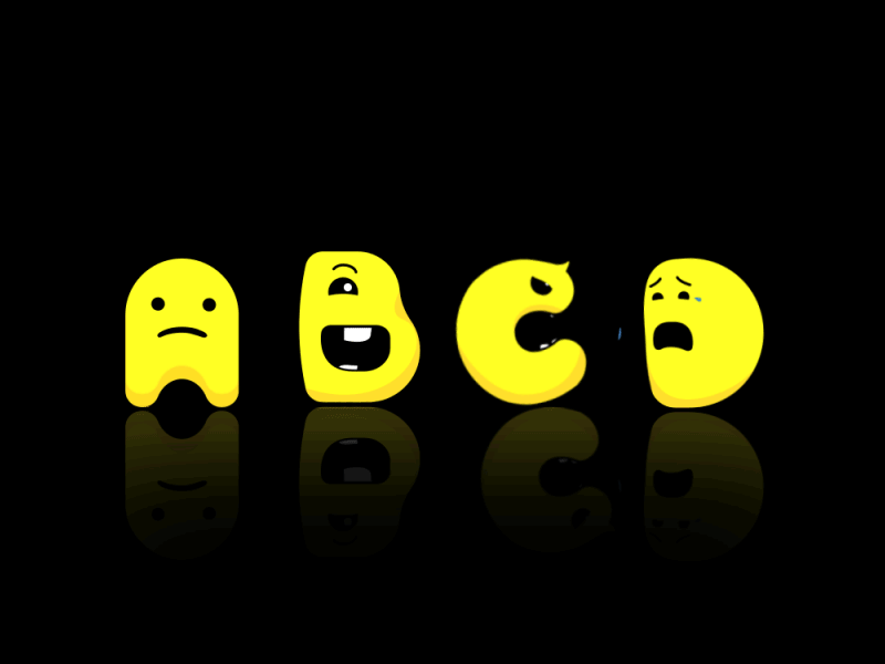 Letter Monsters after effects animated letters animation character emoji letters monster smiley yellow