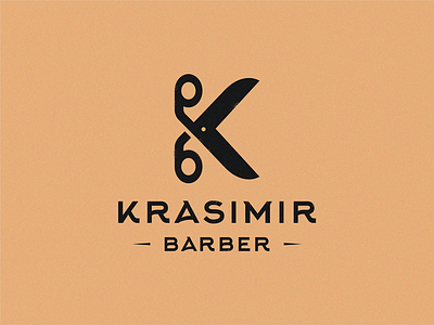 Krasimir barber barber barber logo barber shop barbers barbershop k letter lettermark scissors