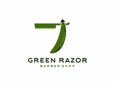 green razor barber green logo peas razor