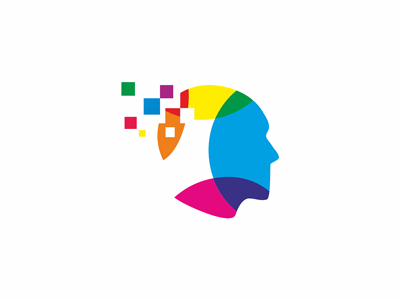 logo design for web studio brand color head identity logo pixel symbol
