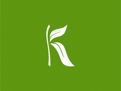 letter K grass leaf letter logo symbol