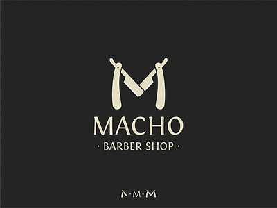 Macho barber logo shop sign symbol