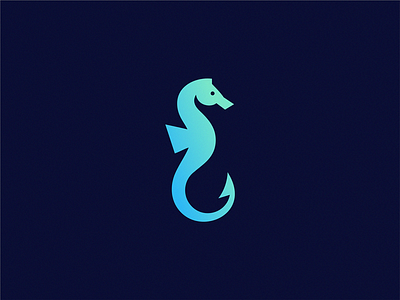 sea horse / hook icon illustration logo symbol