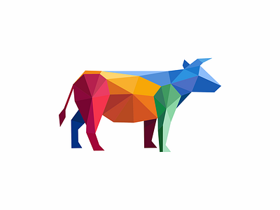 Bull bull icon illustration logo poly symbol
