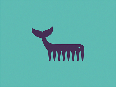 whale comb icon illustration logo symbol