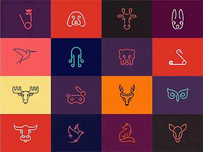 animals of lines logoset