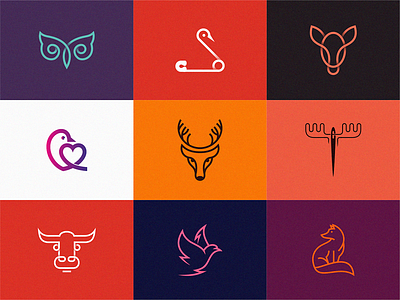 animals of lines logoset 2 icon logo sign symbol