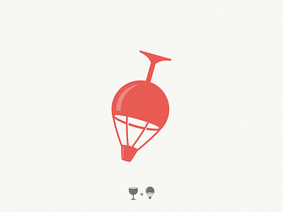 wine travel / glass + air balloon brand design icon logo yuro