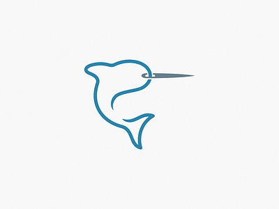 Fish / thread + needle brand design icon logo yuro