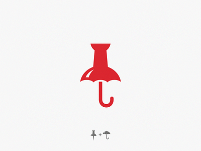 umbrella + pin brand design icon logo yuro