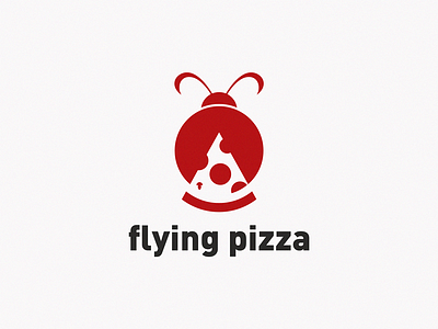 Flying pizza brand design icon logo symbol