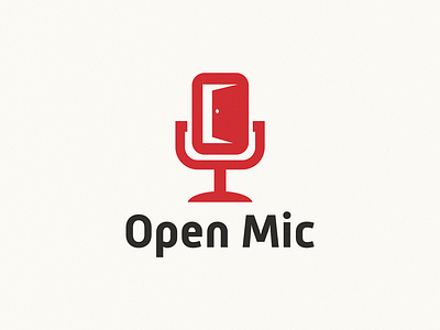 Open Mic / door + mic brand design icon logo symbol