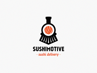 Sushimotive / locomotive + sushi brand branding design icon identity illustration locomotive logo sign sushi symbol typography yuro