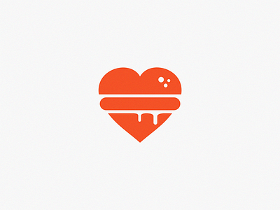 Burger love brand burger icon logo love symbol