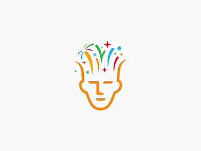 Fireworks Head brand design fireworks head icon logo symbol