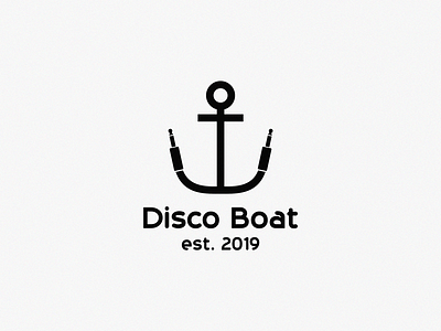 disco boat / cable + anchor brand design icon illustration logo symbol