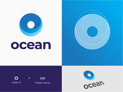 Ocean - Logo Design form letter O and Ocean Waves