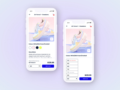 Shoe e-commerce shop / Item details UI app ui ux