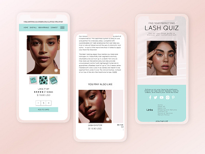 Cosmetic lash store landing page mobile branding ui ux