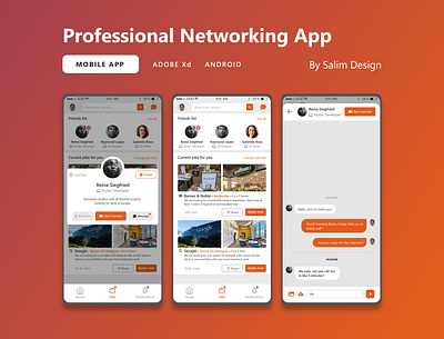 Mobile App - Professional Networking App adobe xd app concept design linkedin networking profesionnal professional networking ui ux