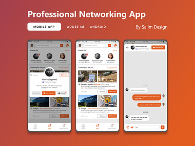 Mobile App - Professional Networking App adobe xd app concept design linkedin networking profesionnal professional networking ui ux