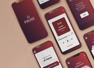 PAUSE App: an approach to wellness, one PAUSE at a time. app concept design interface mockup ui wellness